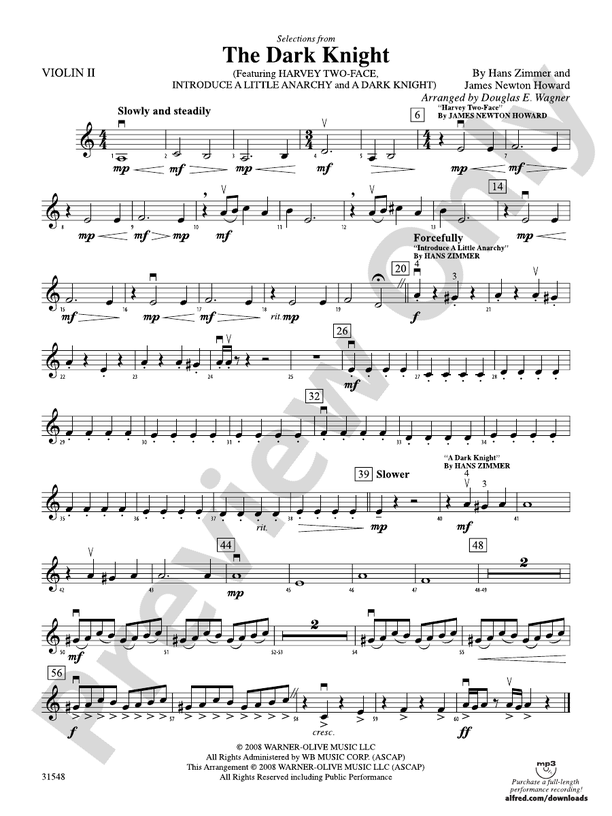 The Dark Knight, Selections from: 2nd Violin