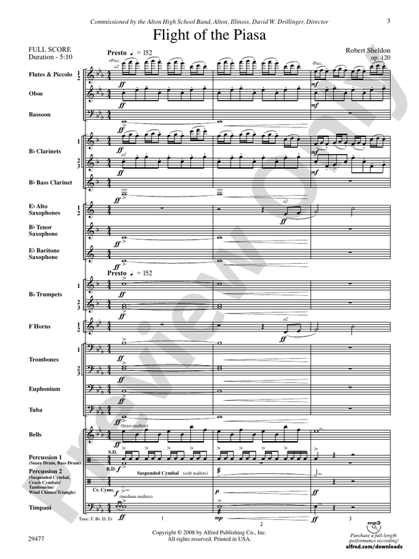 Flight of the Piasa: Score: Concert Band Score - Digital Sheet Music ...