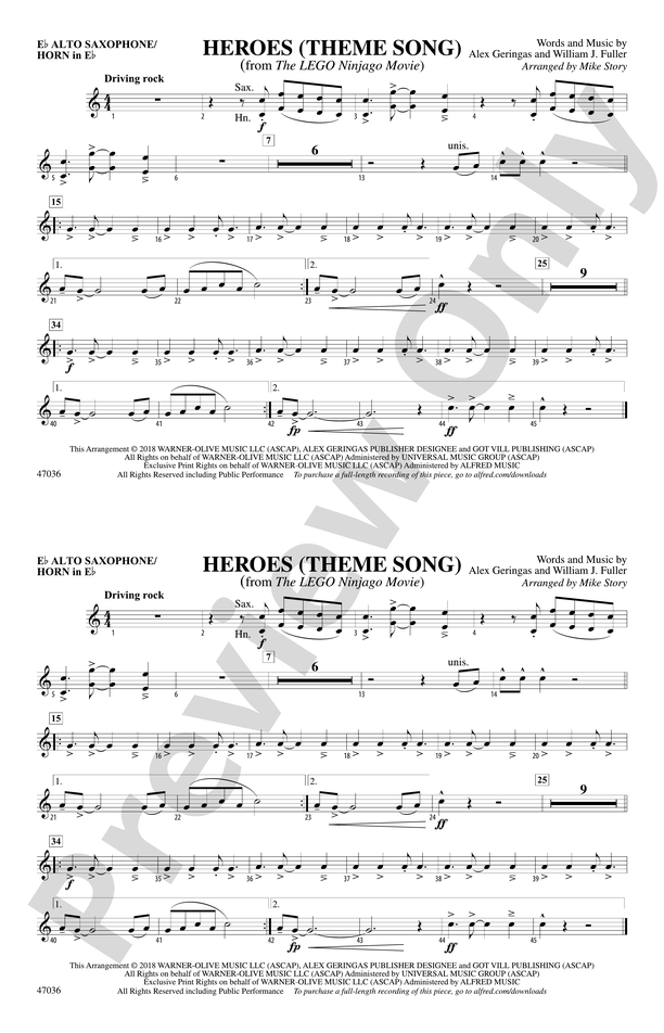 Heroes (Theme Song): E-flat Alto Saxophone