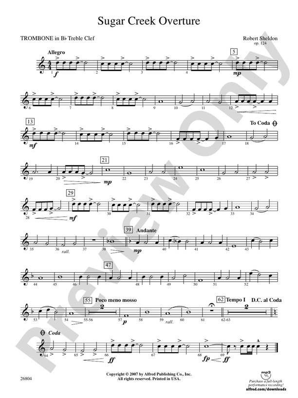 Sugar Creek Overture: (wp) 1st B-flat Trombone T.C.