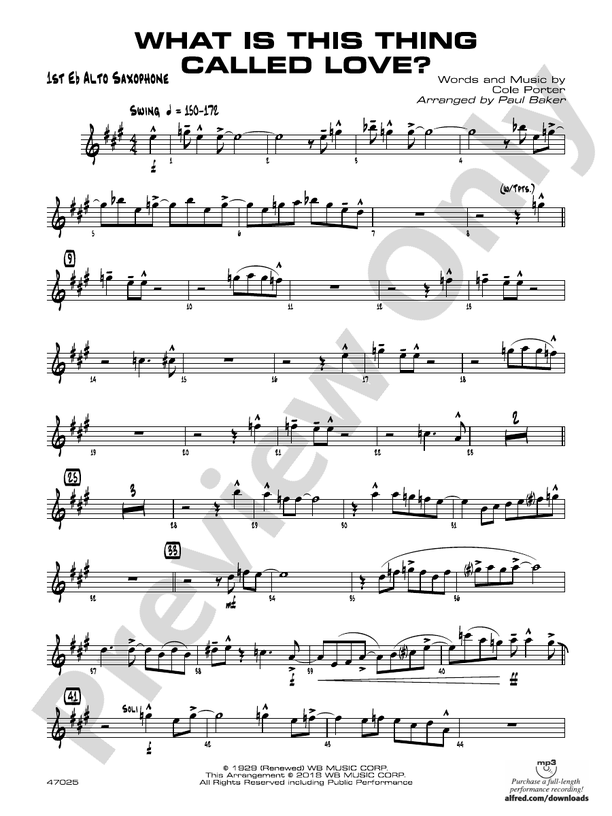 What Is This Thing Called Love? Eflat Alto Saxophone Eflat Alto Saxophone Part Digital