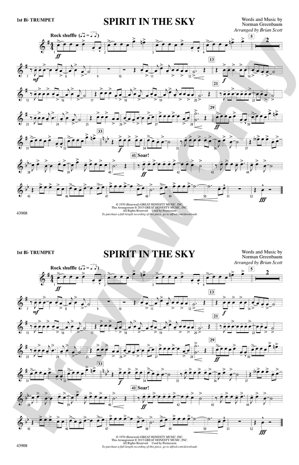 Spirit in the Sky (from Guardians of the Galaxy): 1st B-flat Trumpet