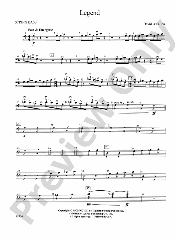 Legend: String Bass: String Bass Part - Digital Sheet Music Download