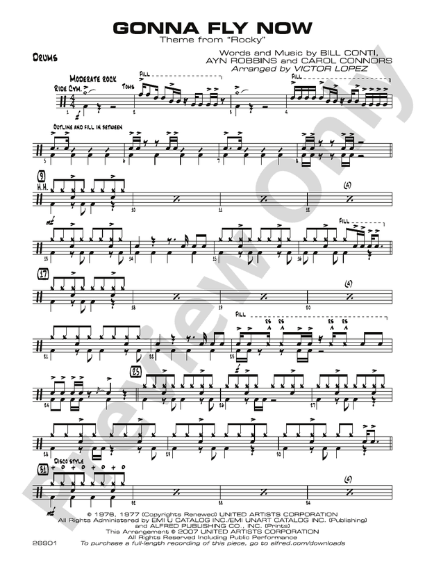 Gonna Fly Now Drums Drums Part Digital Sheet Music Download 6394