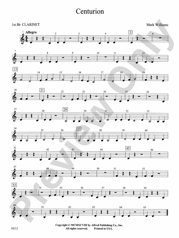 Centurion: 1st B-flat Clarinet: 1st B-flat Clarinet Part