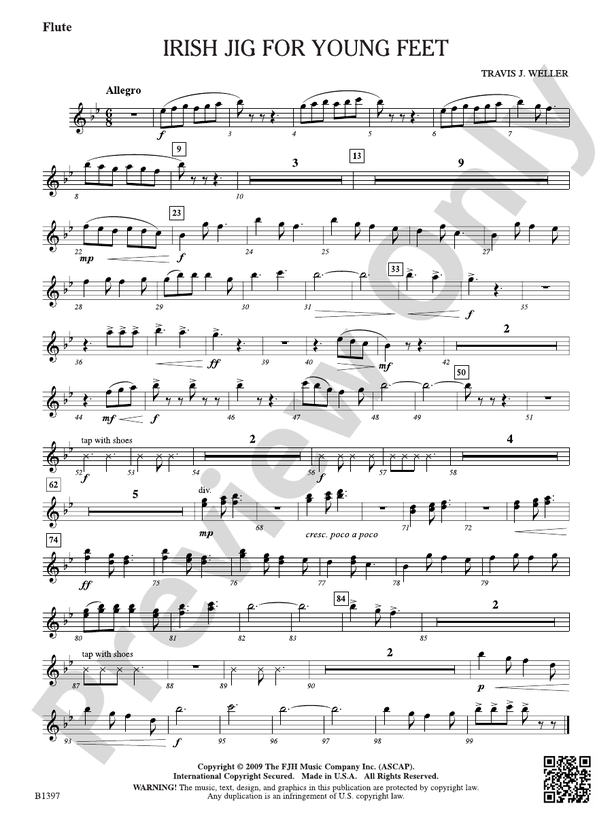 Irish Jig For Young Feet Flute Flute Part Travis J Weller Digital