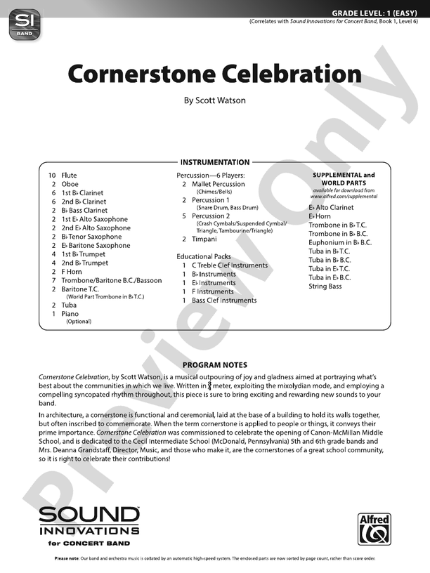 CORNERSTONE CELEBRATION/SIB