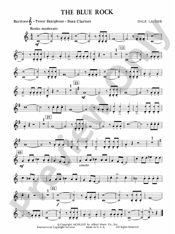 The Blue Rock (with optional Drum Set part) Baritone T.C. Baritone T