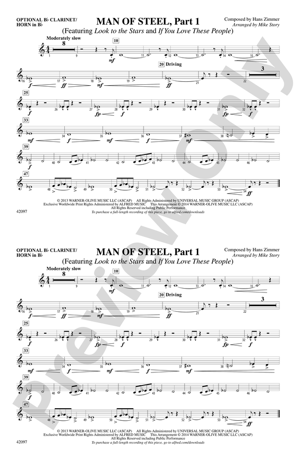 Man of Steel, Part 1: Optional Bb Clarinet/Horn in Bb