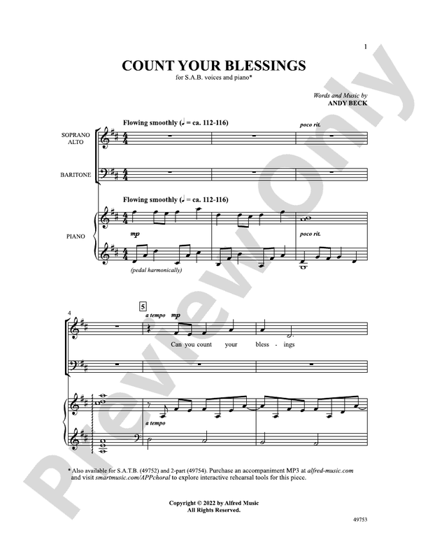 Count Your Blessings Andy Beck Digital Sheet Music Download 