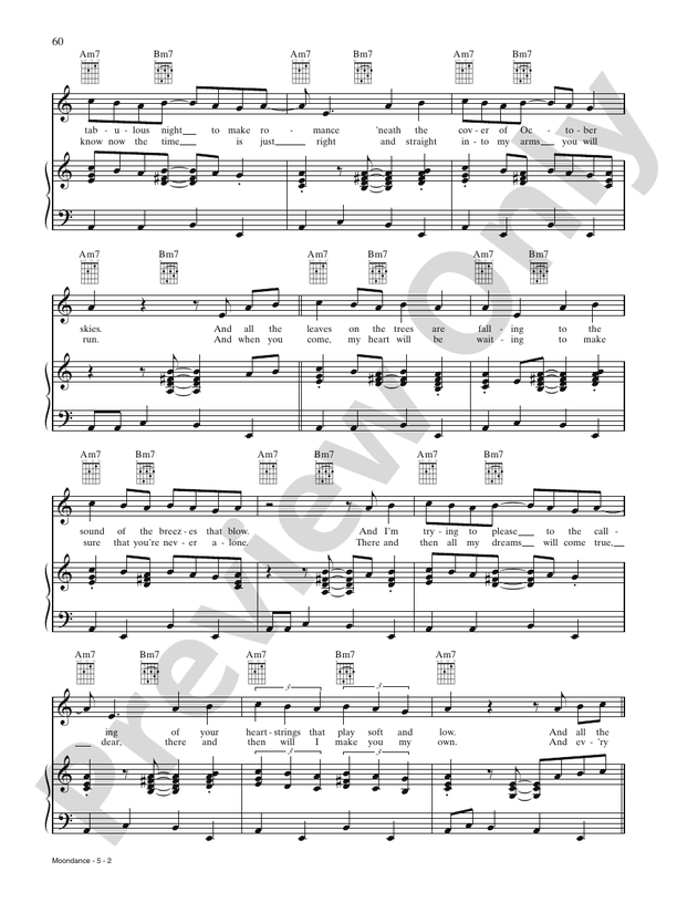 Moondance: Piano/Vocal/Chords: Van Morrison - Digital Sheet Music Download