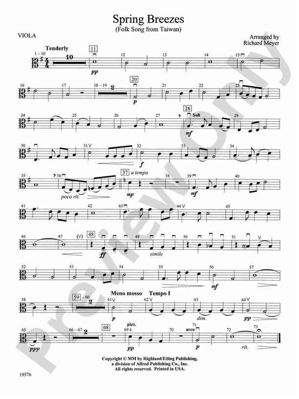 Spring Breezes Viola Viola Part Digital Sheet Music Download