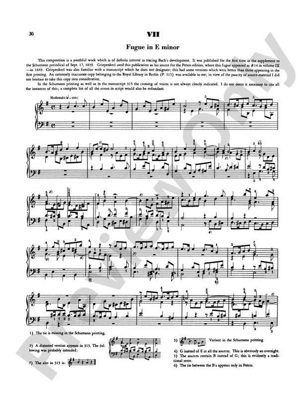 Bach Various Short Preludes And Fugues Vii Fugue In E Minor Part Digital Sheet Music Download