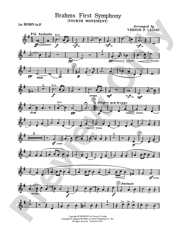 Brahms's 1st Symphony, 4th Movement: 1st F Horn