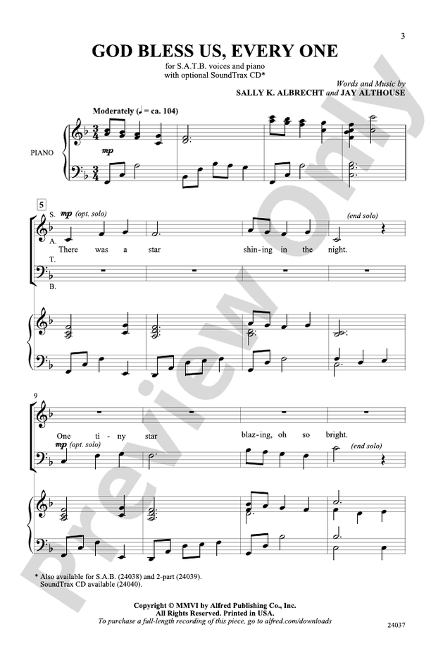 God Bless Us, Every One SATB Choral Octavo Jay Althouse Digital