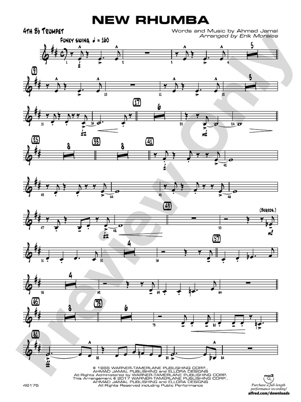 New Rhumba: 4th B-flat Trumpet: 4th B-flat Trumpet Part - Digital Sheet ...