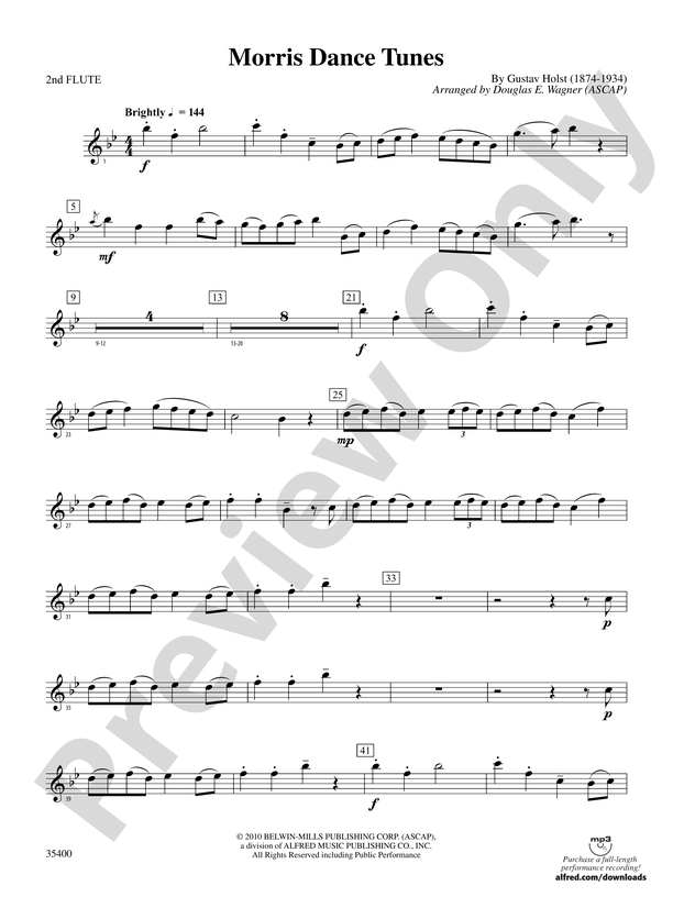 Morris Dance Tunes: 2nd Flute: 2nd Flute Part - Digital Sheet Music ...