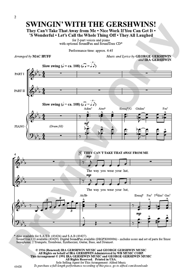 Swingin' with the Gershwins! 2Part Choral Octavo Gershwin
