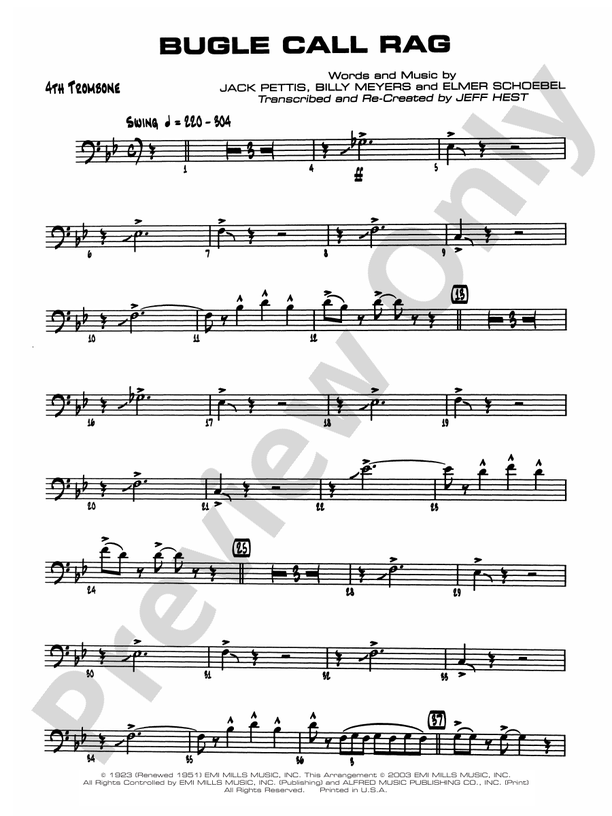 Bugle Call Rag 4th Trombone 4th Trombone Part Digital Sheet Music