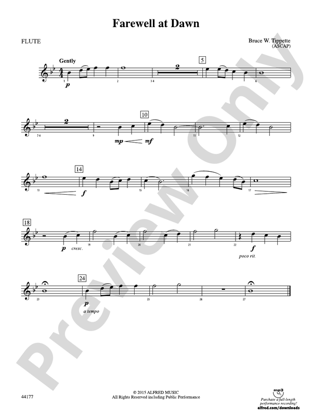 Farewell at Dawn Flute Flute Part Digital Sheet Music Download