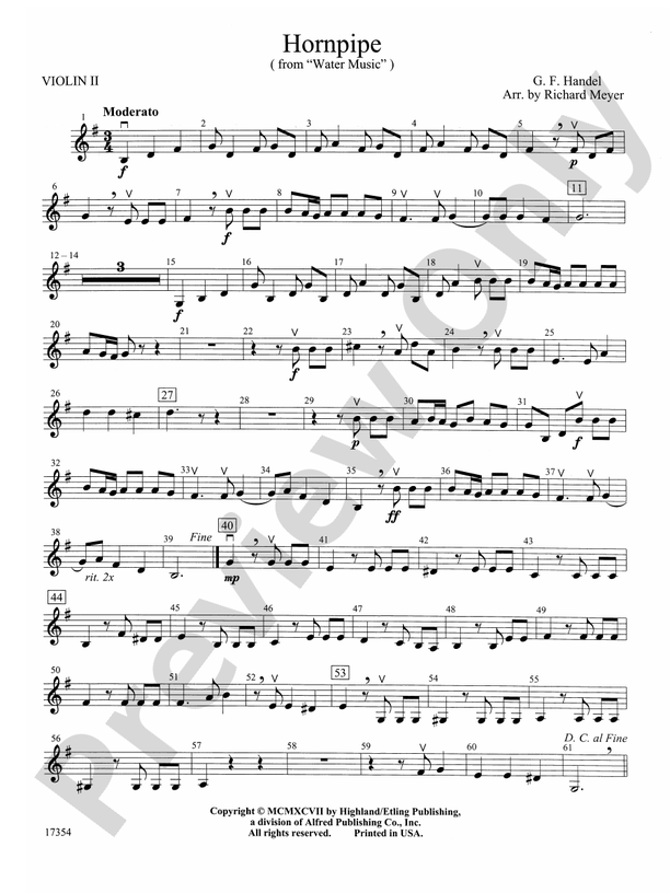 Hornpipe (from Water Music): 2nd Violin