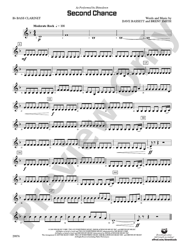 Second Chance: B-Flat Bass Clarinet: B-Flat Bass Clarinet Part.