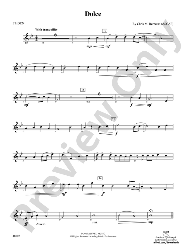 Dolce 1st F Horn 1st F Horn Part Digital Sheet Music Download 