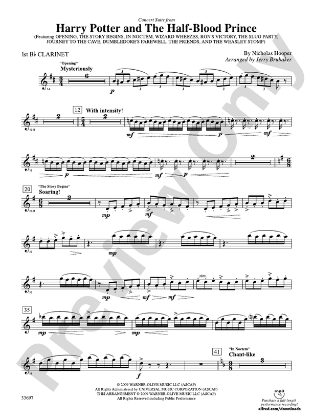 Harry Potter and the Half-Blood Prince, Concert Suite from: 1st B-flat ...
