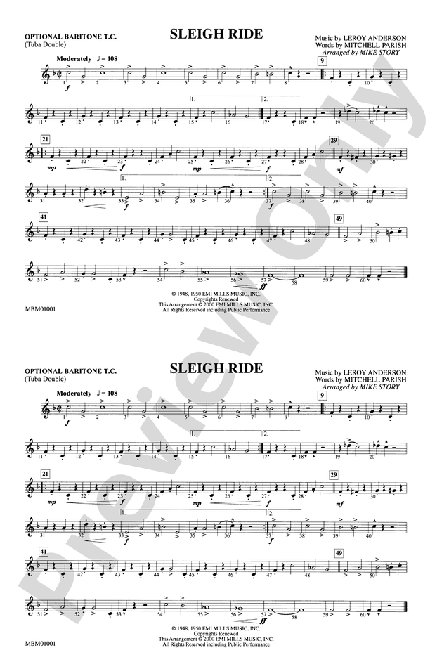 Sleigh Ride: Optional Baritone T.C. (Tuba Double)