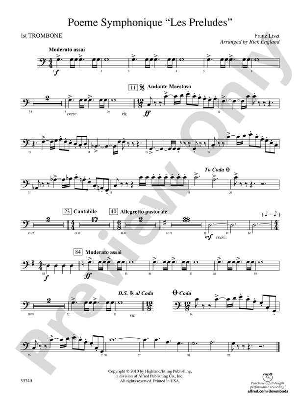 Poeme Symphonique "Les Preludes": 1st Trombone