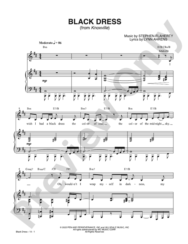 Black Dress from Knoxville: Piano: Stephen Flaherty - Digital Sheet Music  Download