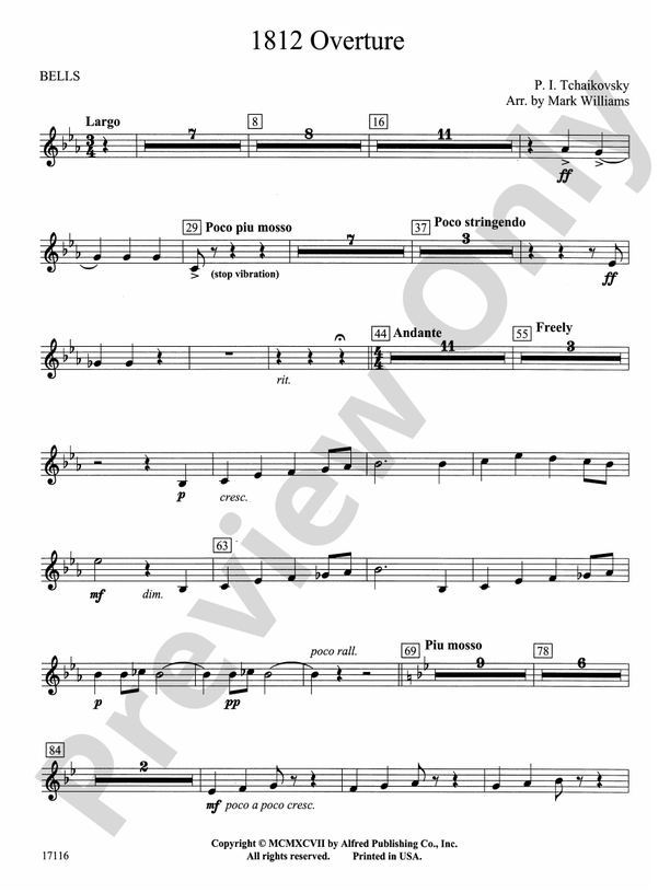 1812 Overture Bells Bells Part Digital Sheet Music Download