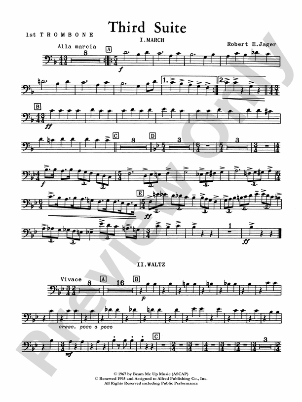 Third Suite (I. March, II. Waltz, III. Rondo): 1st Trombone