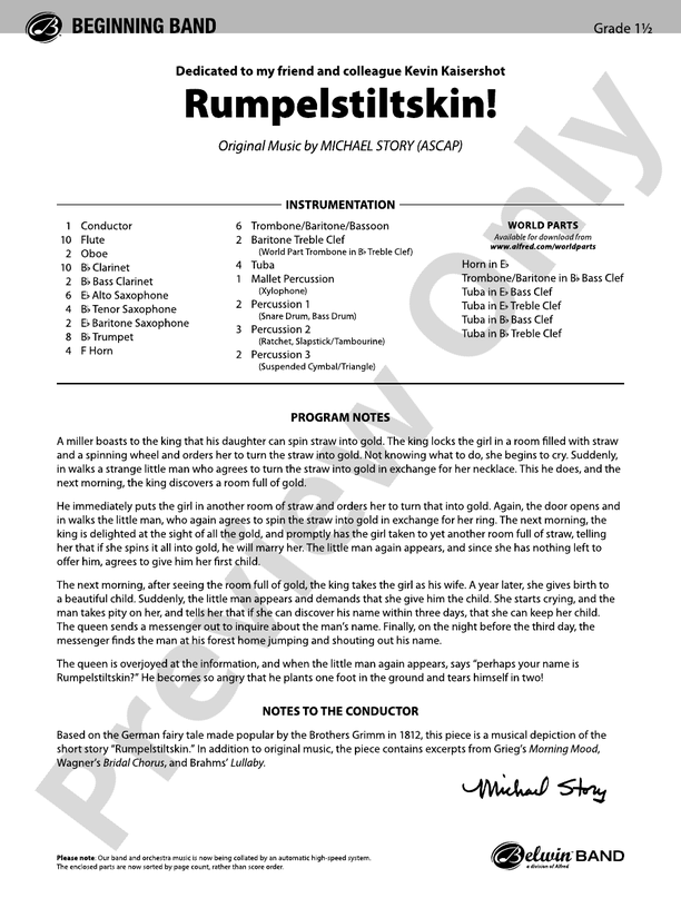 Rumpelstiltskin! Score Concert Band Score Digital Sheet Music Download