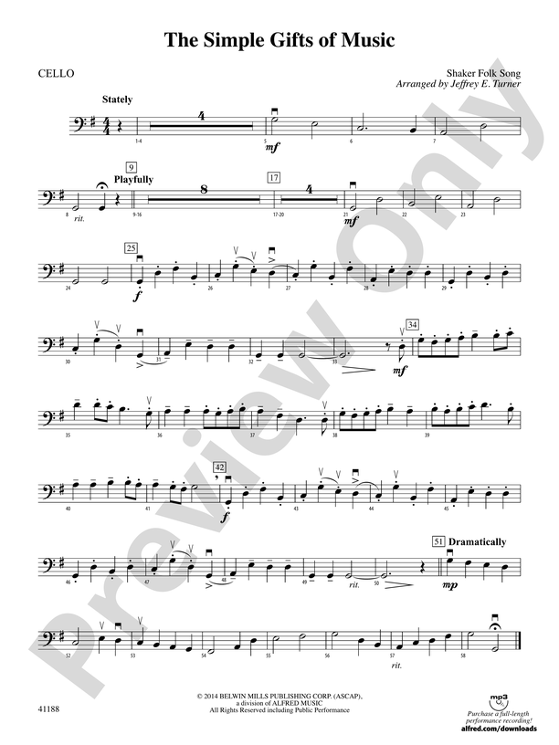 Cello Online Free Cello Sheet Music - Simple Gifts - a Shaker