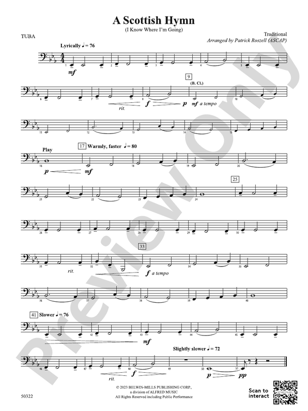 A Scottish Hymn Tuba Tuba Part Digital Sheet Music Download