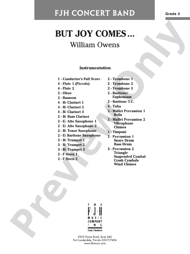 But Joy Comes... Score William Owens Digital Sheet Music Download