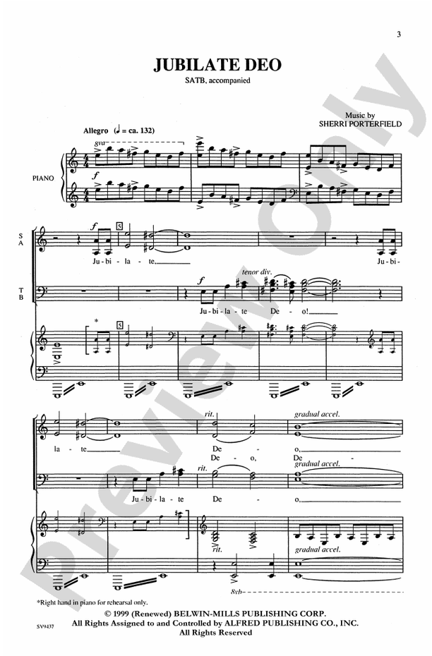 Jubilate Deo: SATB Choral Octavo: Sherri Porterfield - Digital Sheet ...