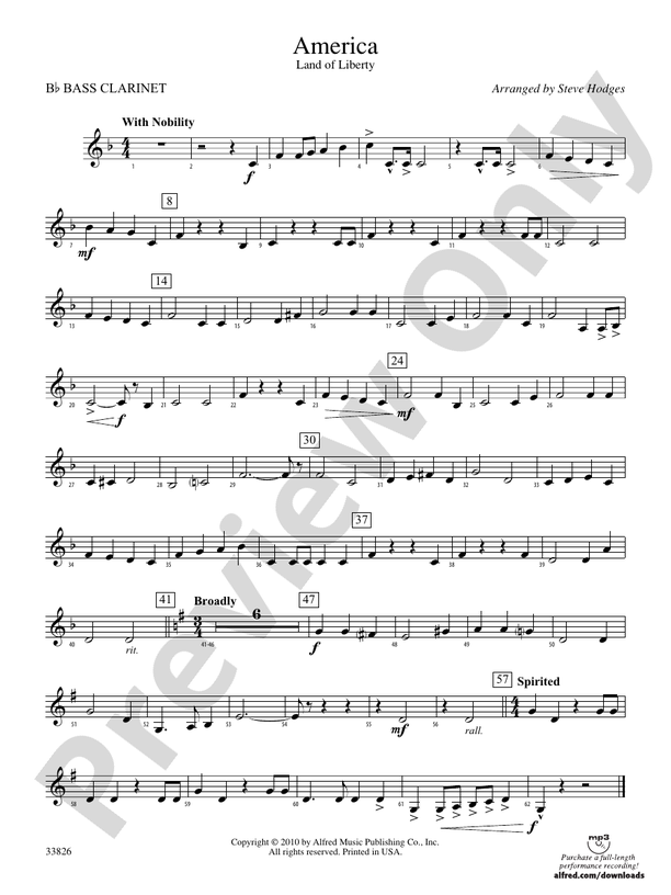 America Land of Liberty Bflat Bass Bflat Bass