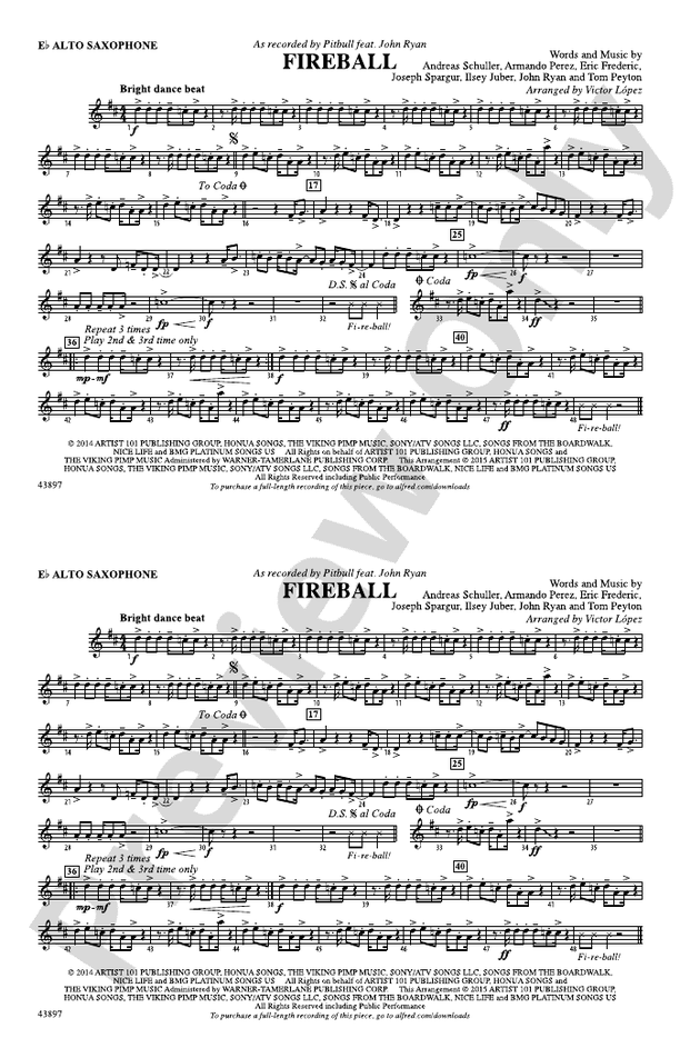 Fireball: E-flat Alto Saxophone: E-flat Alto Saxophone Part