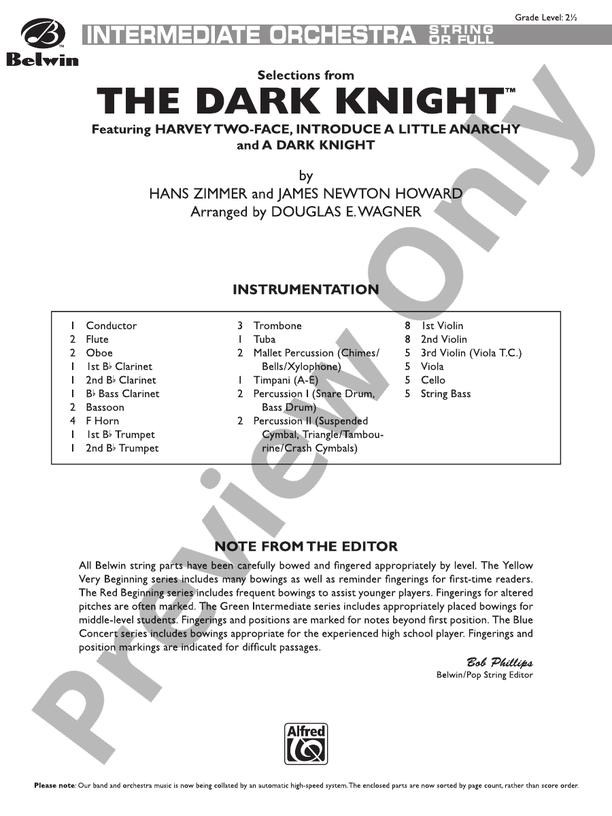 The Dark Knight, Selections from: Score