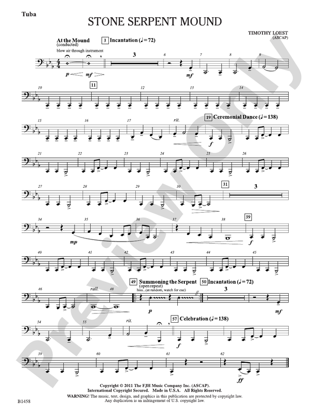 Stone Serpent Mound: Tuba: Tuba Part: Timothy Loest - Digital Sheet ...