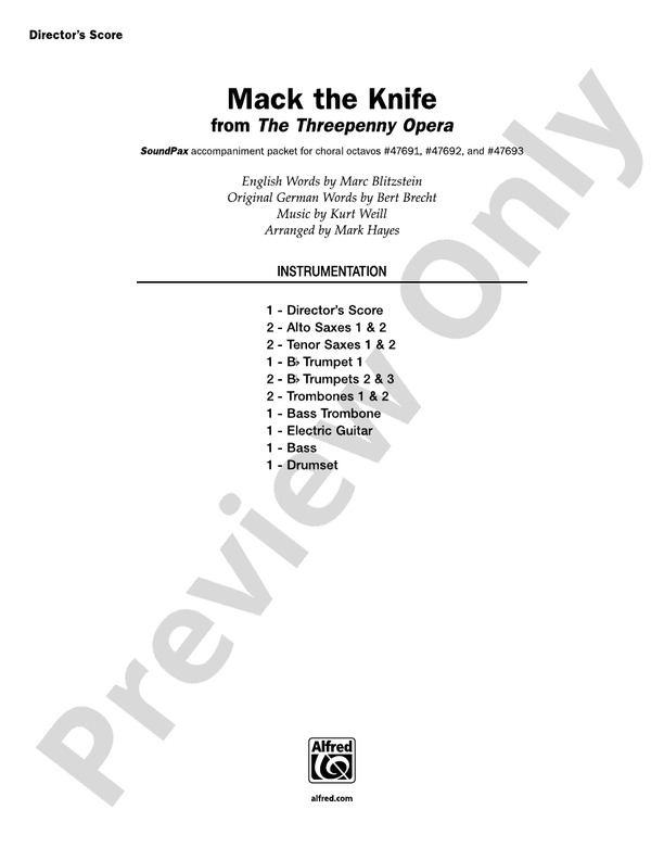Mack the Knife Choral Octavo SoundPax Kurt Weill Digital Sheet