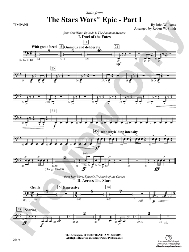 Suite from the Star Wars Epic Part I Timpani Timpani Part