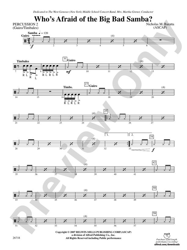 Who's Afraid of the Big Bad Samba?: 2nd Percussion