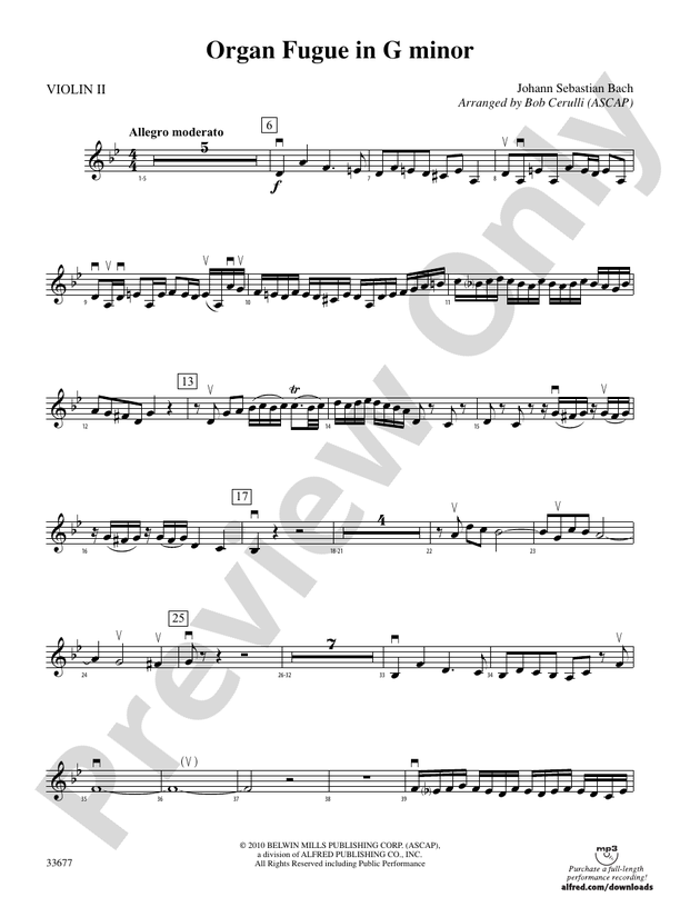 Organ Fugue in G Minor: 2nd Violin