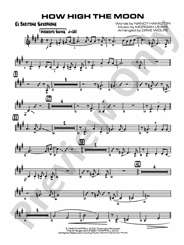 How High the Moon: E-flat Baritone Saxophone