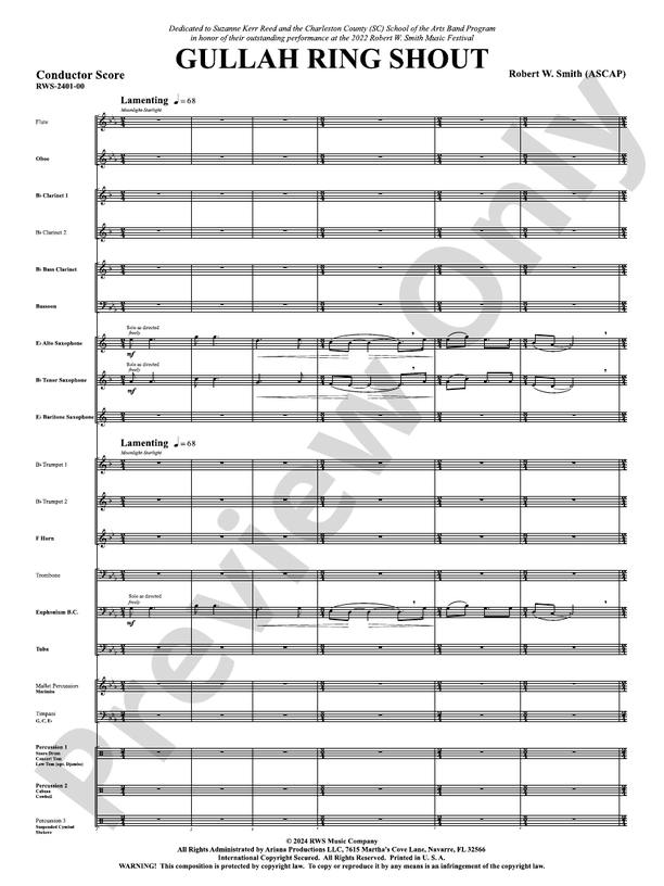 Gullah Ring Shout: Concert Band Conductor Score & Parts: Robert W ...