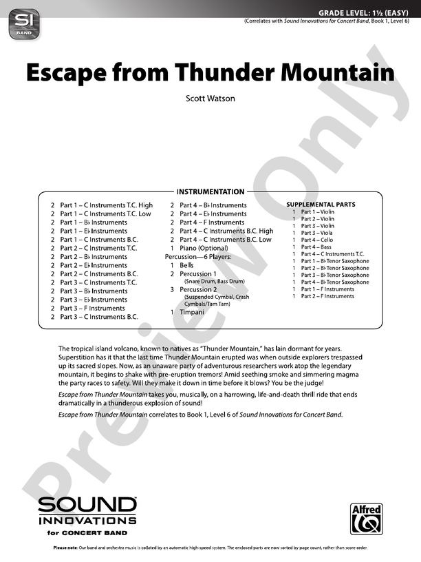 Escape from Thunder Mountain: Score