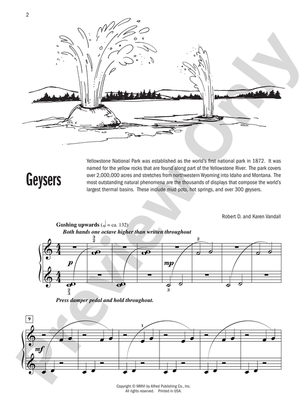 Let's Visit Yellowstone!: 2 Pieces with Corresponding Musical Activity Pages for Late Elementary Pianists